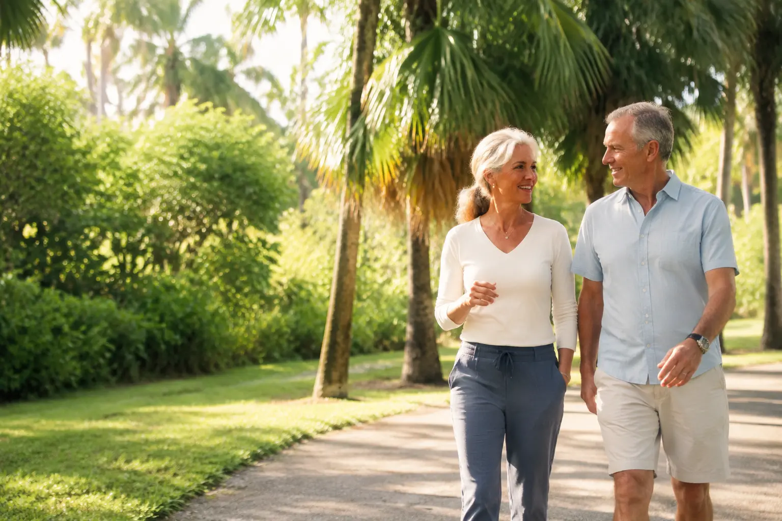 Active older adults walking in a South Florida park