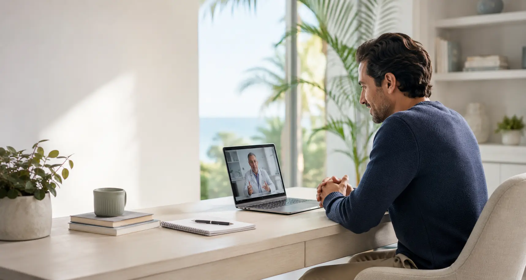 Adult patient attending a convenient telehealth visit from home